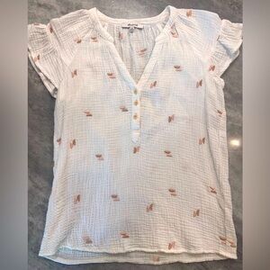 Madewell White Textured Blouse size xxs